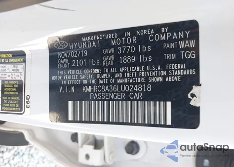 2020 Hyundai Venue Sel из США, поврежденный, VIN KMHRC8A36LU024818